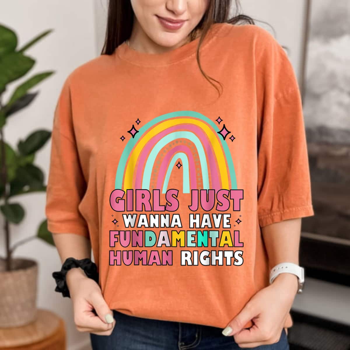 Girls Just Wanna Have Fundamental Rights Rainbow Feminists T-Shirt Girls Just Wanna Have Fundamental Rights Rainbow Feminists T-Shirt