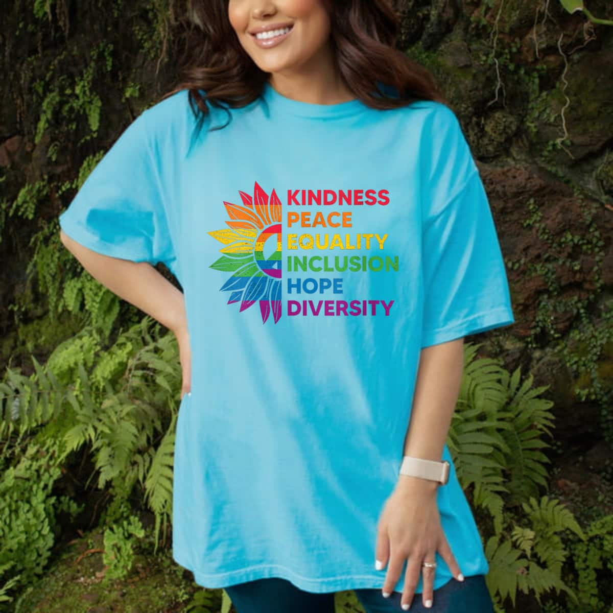 Womens Pride Month Kindness Peace Equality Inclusion Hope Diversity T-Shirt Womens Pride Month Kindness Peace Equality Inclusion Hope Diversity T-Shirt