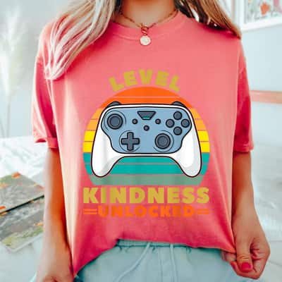 Boys Gaming Ganer Kids Level Kindness Unlocked Kindness T-Shirt