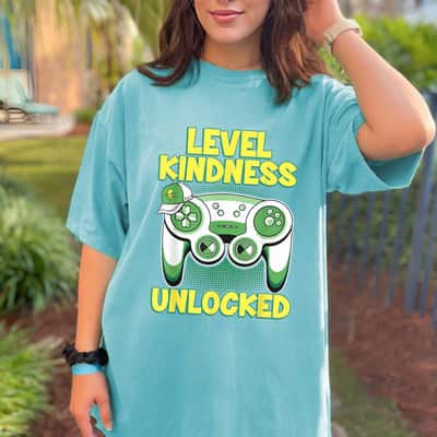 Boys Gaming Ganer Kindness Level Kindness Unlocked T-Shirt