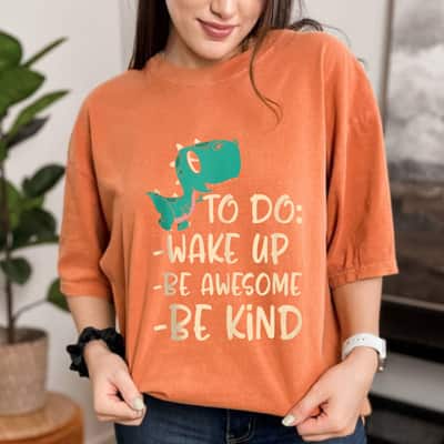 Boys Dino Kindness Wake Up Be Awesome Be Kind Kids T-Shirt