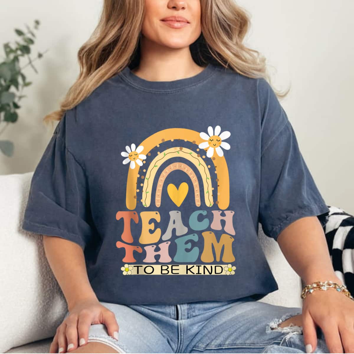 Teach Them To Be Kind Groovy Back To School Teacher Student T-Shirt Teach Them To Be Kind Groovy Back To School Teacher Student T-Shirt