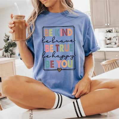 Be Kind Be Brave Be True Be Happy Be You Leopard Heart T-Shirt