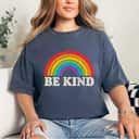 LGBTQ Be Kind Gay Pride LGBT Ally Rainbow Flag Retro Vintage T-Shirt