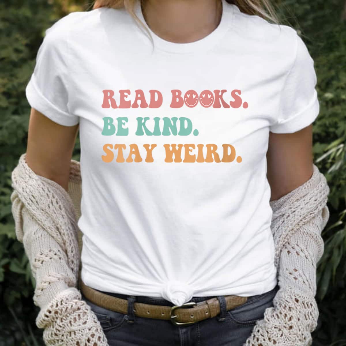 Womens Groovy Read Books Be Kind Stay Weird Funny Book Lover T-Shirt Womens Groovy Read Books Be Kind Stay Weird Funny Book Lover T-Shirt