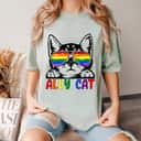 LGBT Ally Cat Be Kind Gay Rainbow Funny LGBTQ T-Shirt