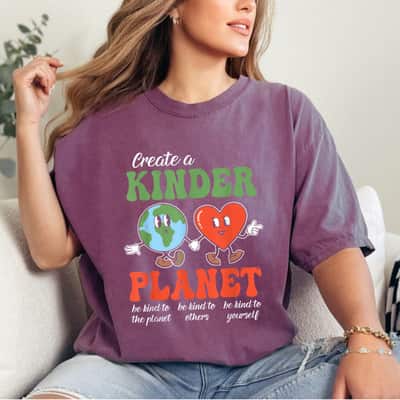 Be Kind Planet Save Earth Day Retro Groovy Environment T-Shirt