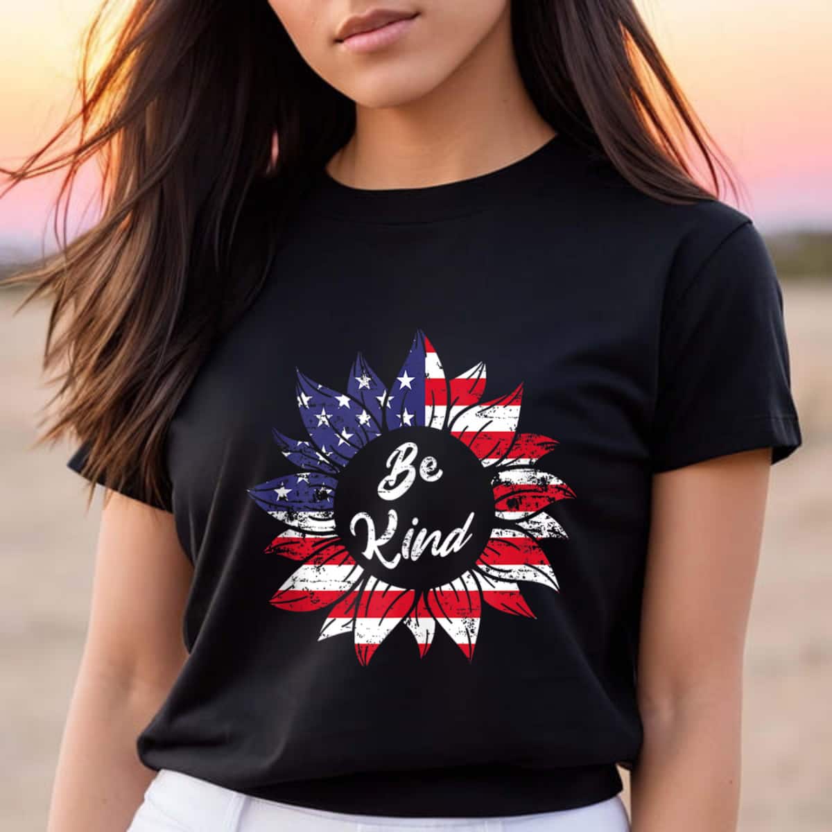 4th Of July Be Kind Sunflower Red White And Blue USA Patriot T-Shirt 4th Of July Be Kind Sunflower Red White And Blue USA Patriot T-Shirt