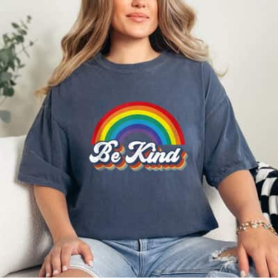 Be Kind Ally Rainbow Flag Retro LGBT Pride Month T-Shirt