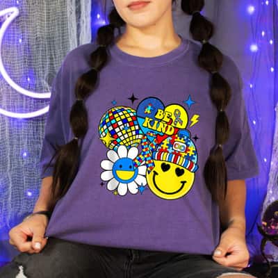 Be Kind Autism Awareness Positive Vibes Puzzle Mental Health T-Shirt