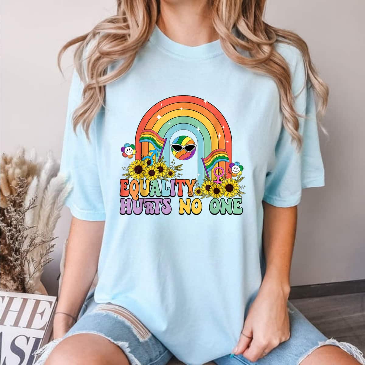 Equality Hurts No One Feminist Rainbow LGBT Human Rights T-Shirt Equality Hurts No One Feminist Rainbow LGBT Human Rights T-Shirt