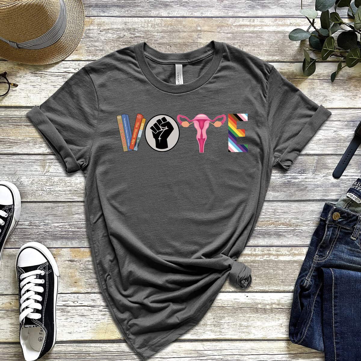 Vote Banned Books Reproductive Rights T-Shirt Gift For Feminist