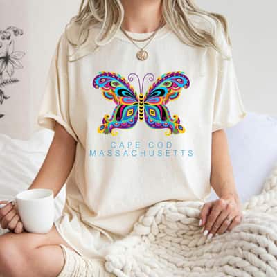 Cape Cod Massachusetts Souvenir Butterfly Graphic T-Shirt