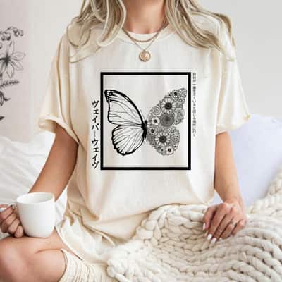 Flower Butterfly Japanese Streetwear Aesthetic Graphic T-Shirt