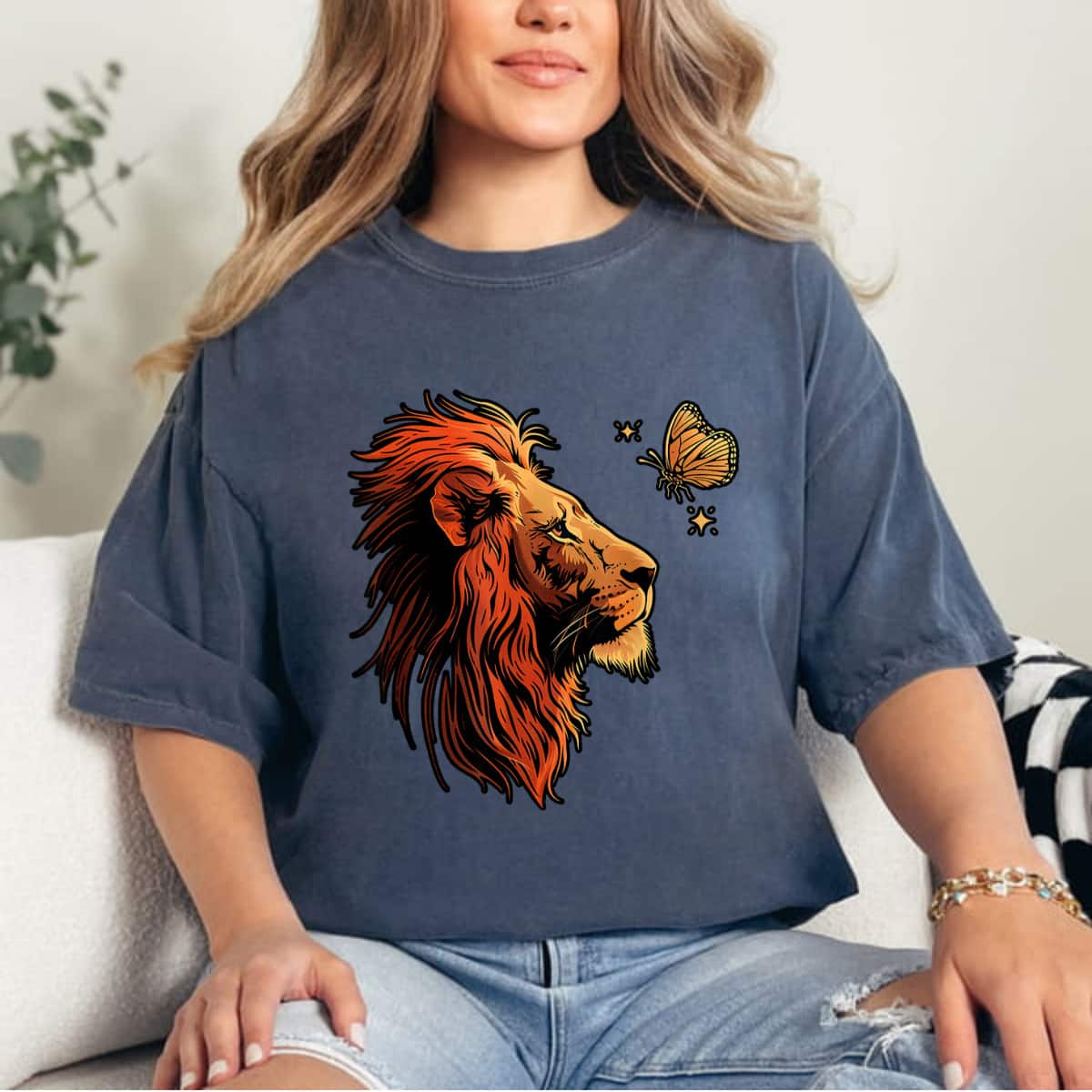 Lion Head Lion Butterfly T-Shirt Lion Head Lion Butterfly T-Shirt
