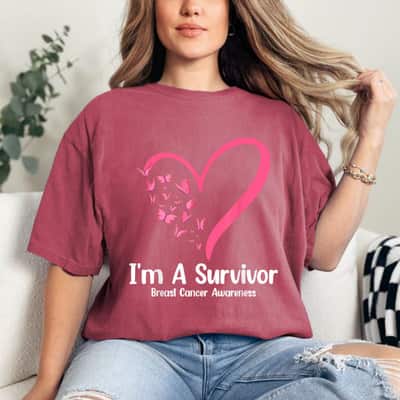 I'm A Survivor Breast Cancer Awareness Butterfly T-Shirt