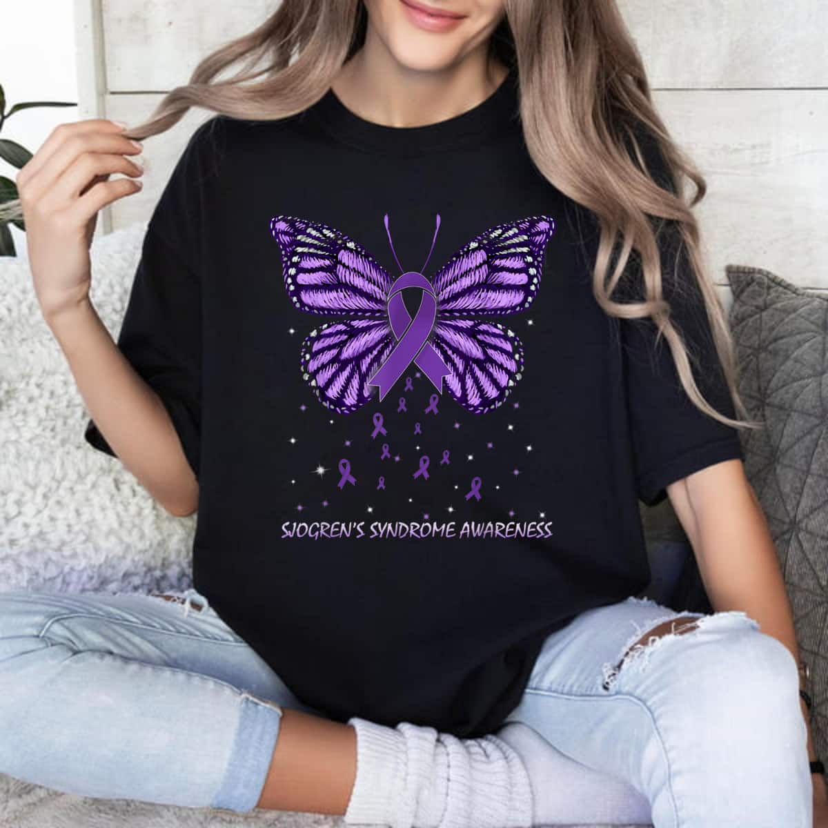 Sjogren's Syndrome Awareness Butterfly T-Shirt Sjogren's Syndrome Awareness Butterfly T-Shirt