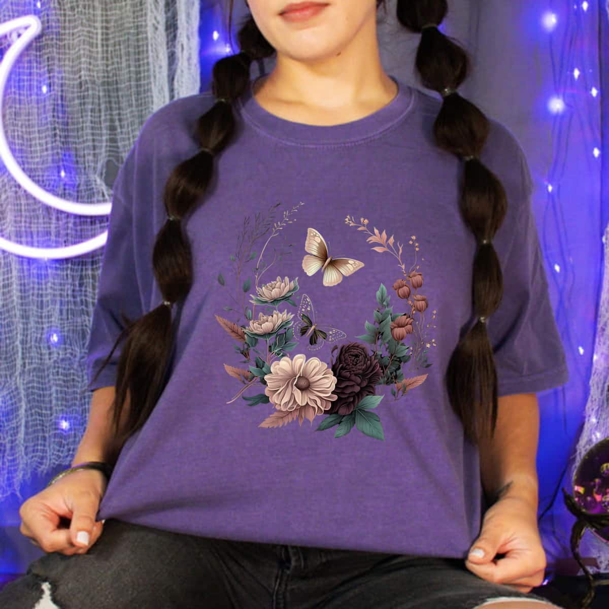 Fairycore Cottagecore Aesthetic Flowers Butterflies T-Shirt Fairycore Cottagecore Aesthetic Flowers Butterflies T-Shirt