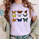 Vintage Botanical Butterfly Species For Butterflies Lover T-Shirt