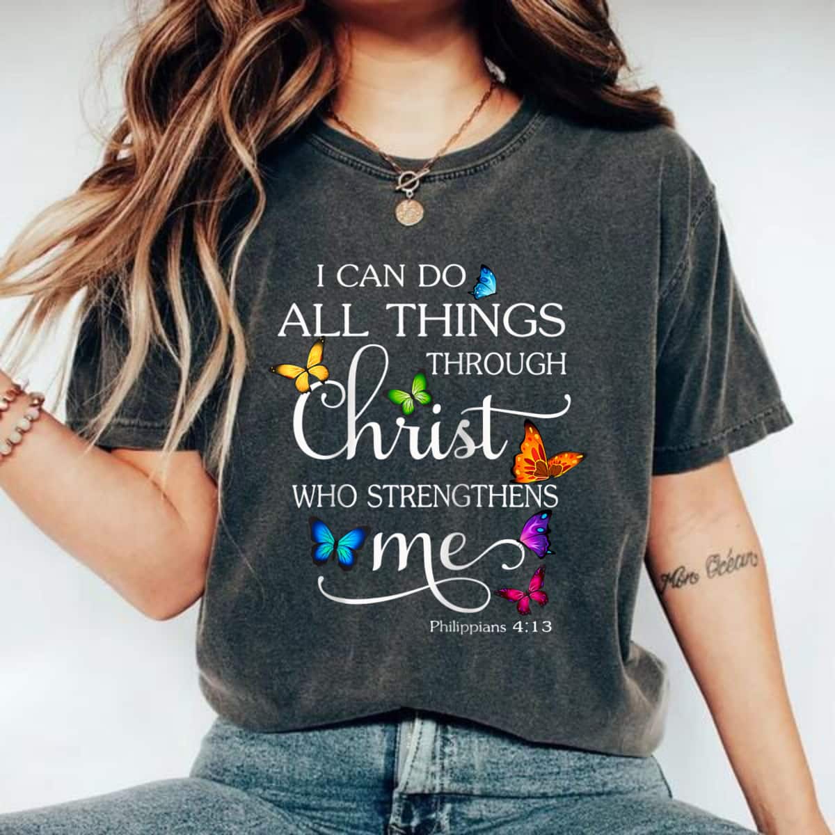 Butterfly Art I Can Do All Things Through Christ T-Shirt Butterfly Art I Can Do All Things Through Christ T-Shirt