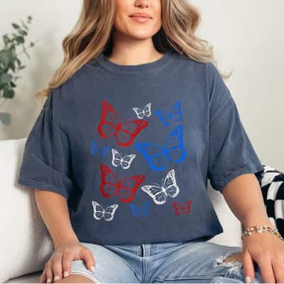 Patriotic USA 4th Of July Butterfly T-Shirt