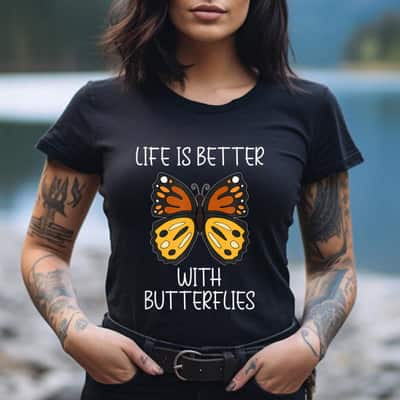 Nature Botanic Wilderness Life With Butterflies T-Shirt Nature Botanic Wilderness Life With Butterflies T-Shirt