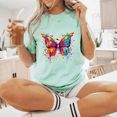 Cool Colorful Painted Butterfly T-Shirt