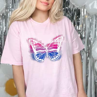 Bisexual Pride Flag Butterfly T-Shirt