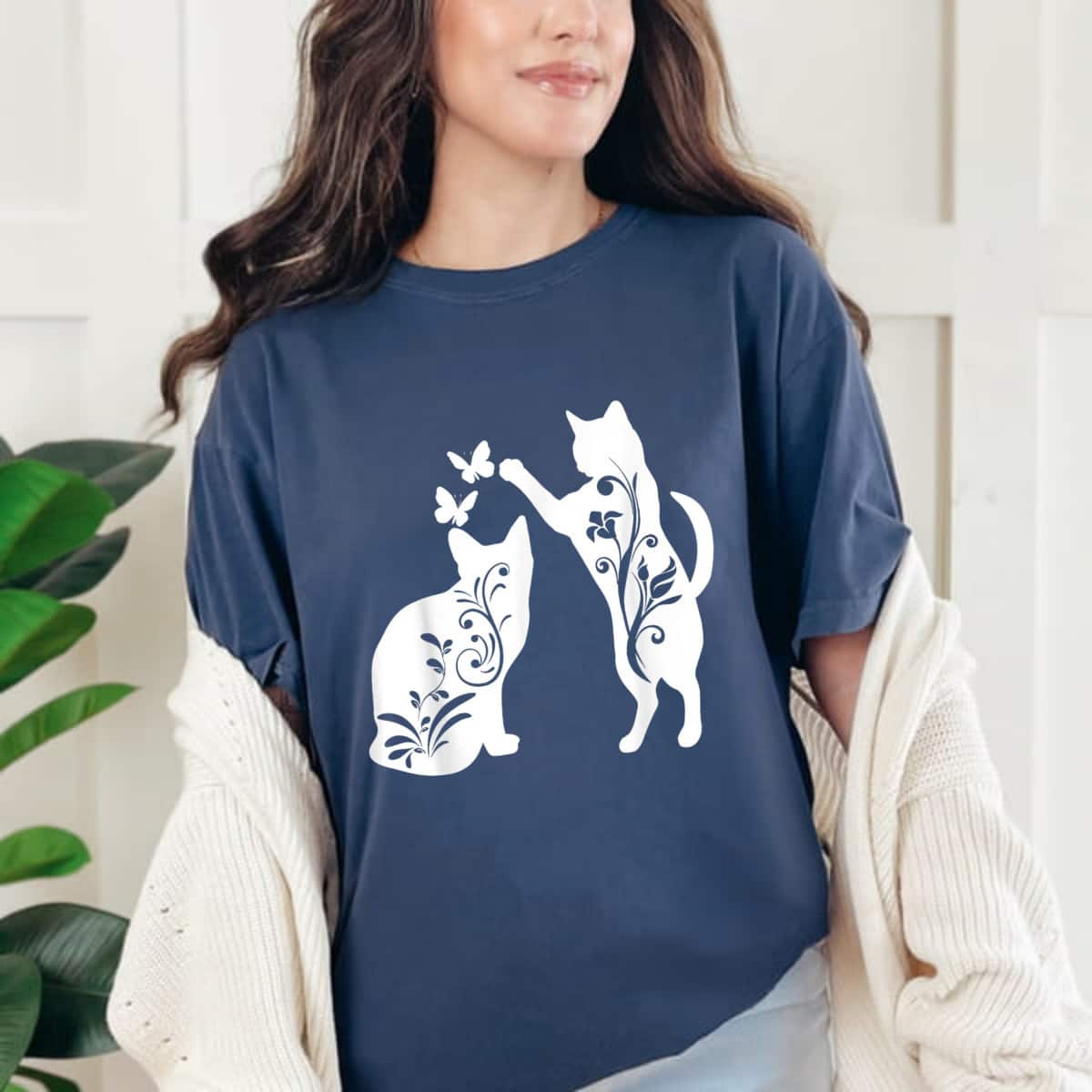Cute Cat Butterflies T-Shirt Cute Cat Butterflies T-Shirt
