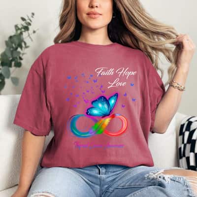 Faith Hope Love Butterfly Thyroid Cancer Awareness T-Shirt