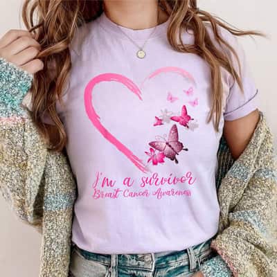 Butterfly Survivor Breast Cancer Awareness T-Shirt