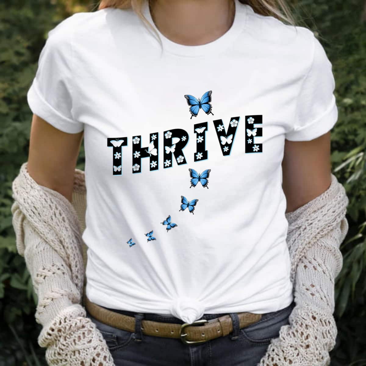 Thrive Positive Inspirational Butterfly T-Shirt Thrive Positive Inspirational Butterfly T-Shirt