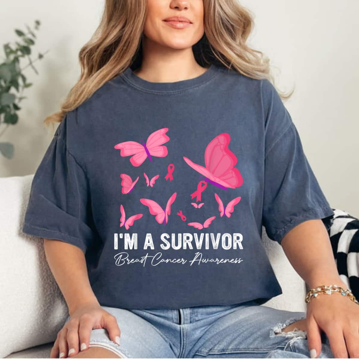 Butterfly Heart I'm A Survivor Breast Cancer Awareness T-Shirt Butterfly Heart I'm A Survivor Breast Cancer Awareness T-Shirt