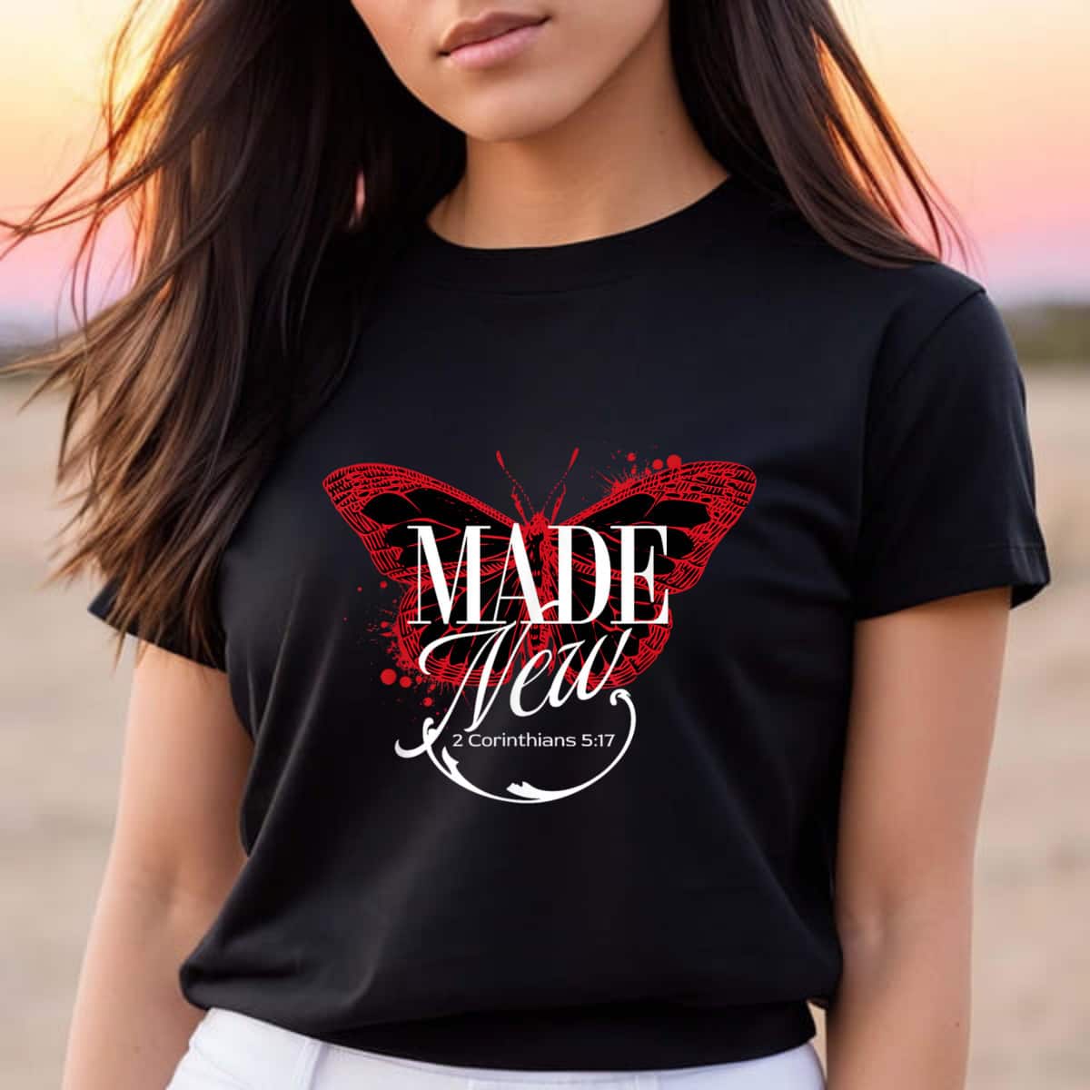 Made New 2 Corinthians Butterfly T-Shirt Made New 2 Corinthians Butterfly T-Shirt