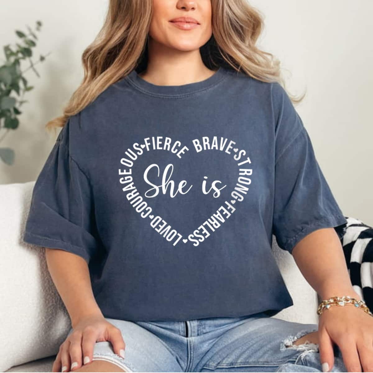 Womens She Is Loved Courageous Fierce Brave Strong Fearless Empower T-Shirt Womens She Is Loved Courageous Fierce Brave Strong Fearless Empower T-Shirt