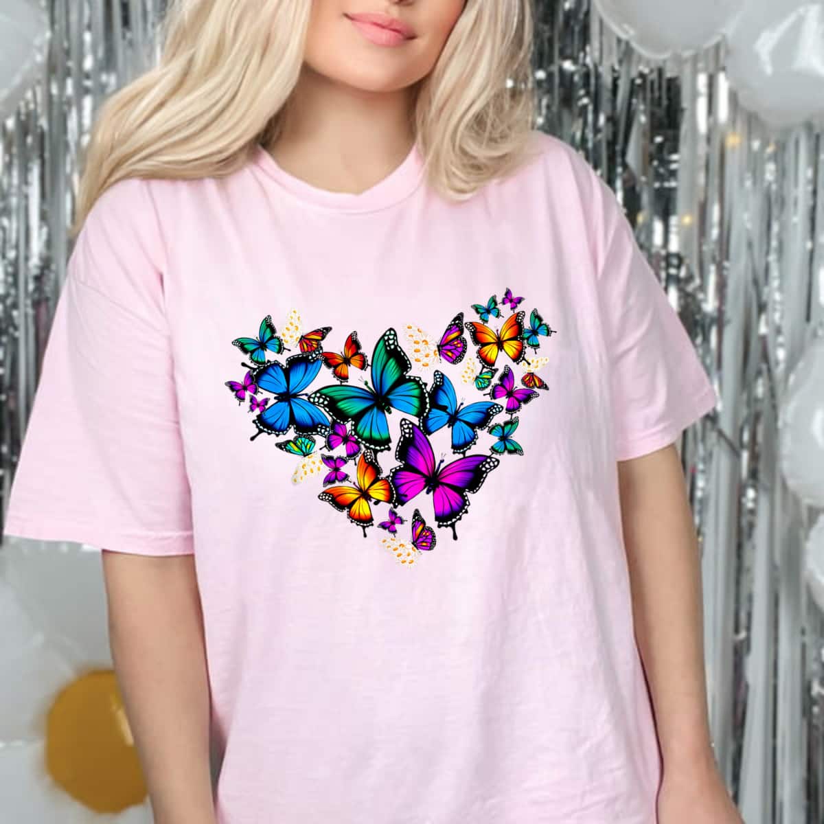 Butterfly Flower Heart Colorful T-Shirt Butterfly Flower Heart Colorful T-Shirt