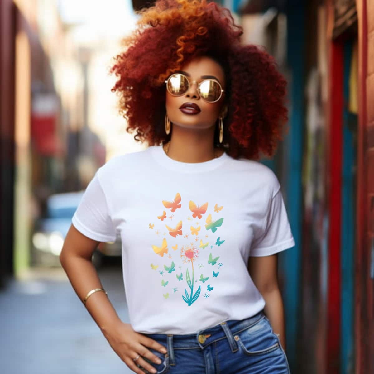 Beautiful Watercolor Dandelion And Butterflies T-Shirt Beautiful Watercolor Dandelion And Butterflies T-Shirt