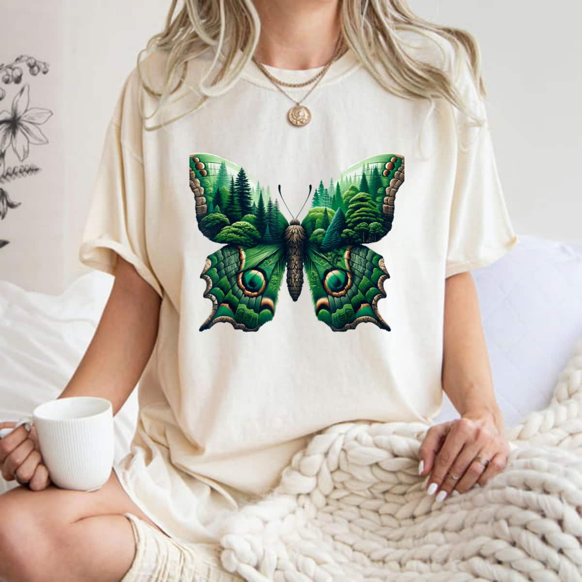 Trees Beautiful Butterflies Nature T-Shirt Trees Beautiful Butterflies Nature T-Shirt