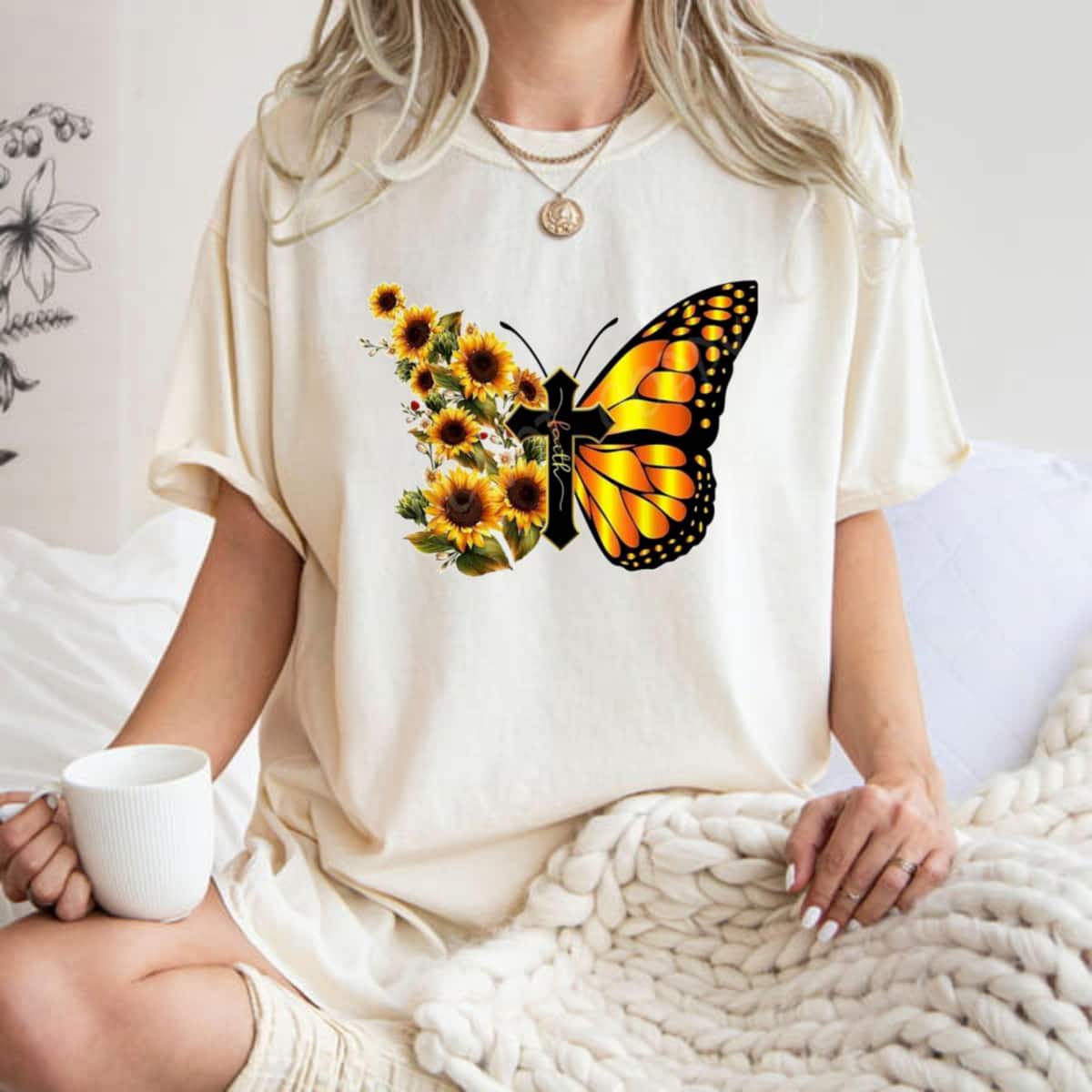 Butterfly Faith Sunflower T-Shirt Butterfly Faith Sunflower T-Shirt