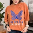 Alopecia Awareness Ribbon Support Warrior Butterfly T-Shirt