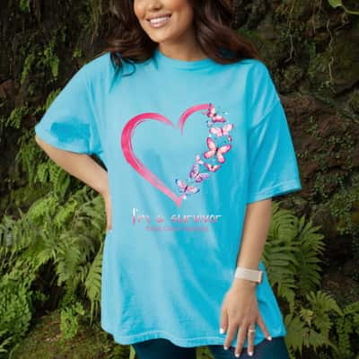 Butterfly I'm A Survivor Fight Breast Cancer Awareness T-Shirt