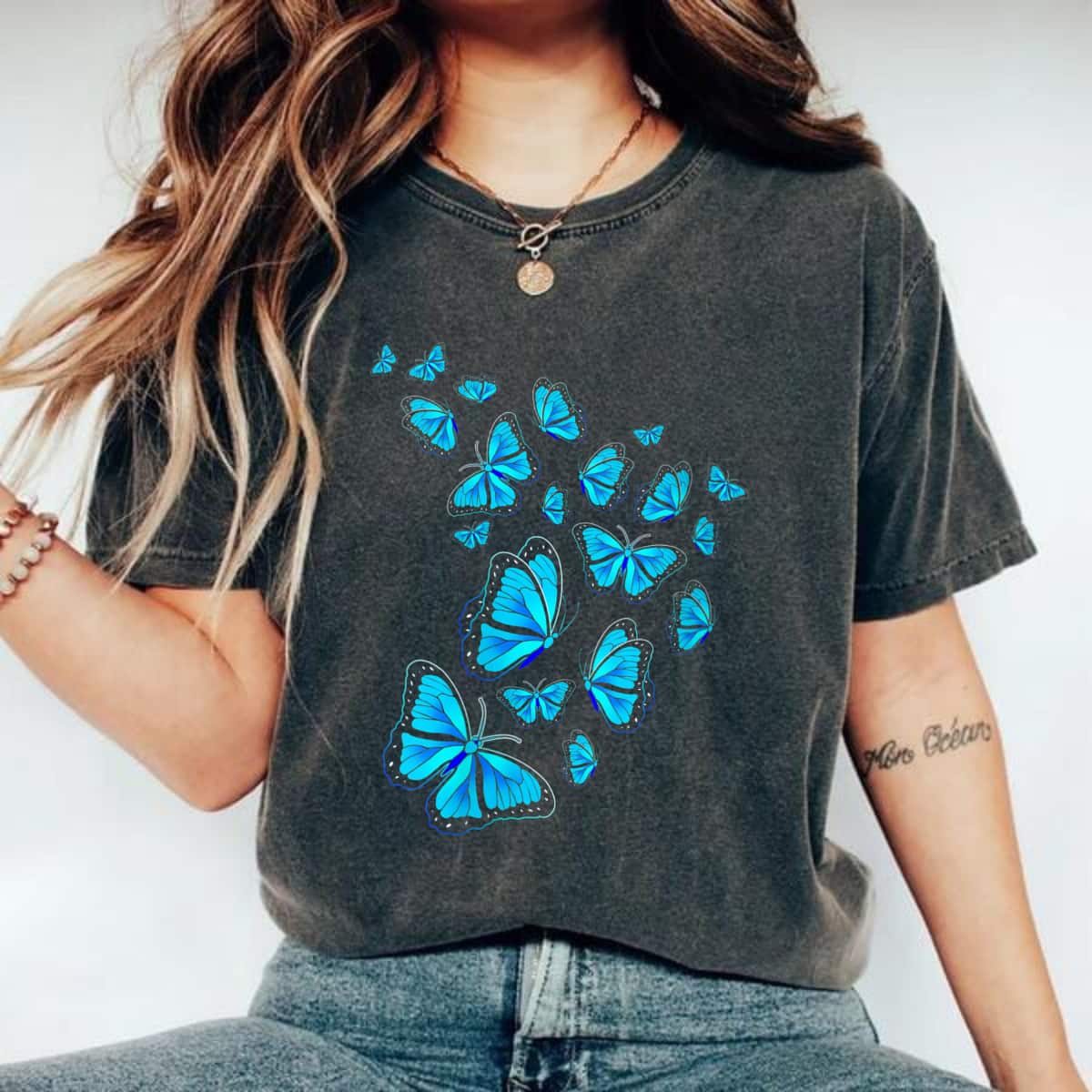 Flying Butterflies Blue Morpho T-Shirt Flying Butterflies Blue Morpho T-Shirt