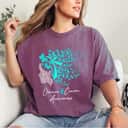 Butterflies Ovarian Cancer Awareness Teal T-Shirt Butterflies Ovarian Cancer Awareness Teal T-Shirt