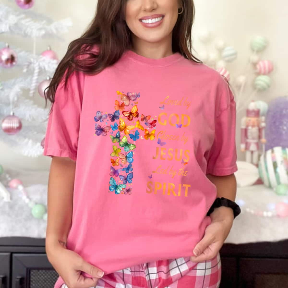 Butterflies Loved By God Chosen By Jesus Led By The Spirit T-Shirt Butterflies Loved By God Chosen By Jesus Led By The Spirit T-Shirt