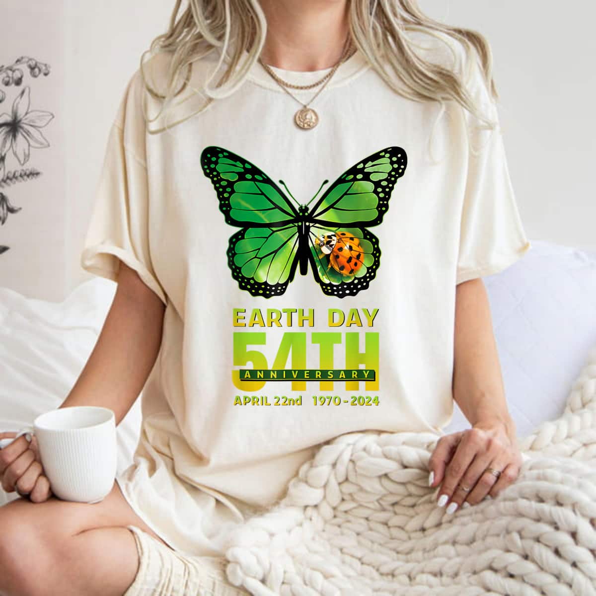 Earth Day 54th Anniversary With Cool Butterfly T-Shirt Earth Day 54th Anniversary With Cool Butterfly T-Shirt