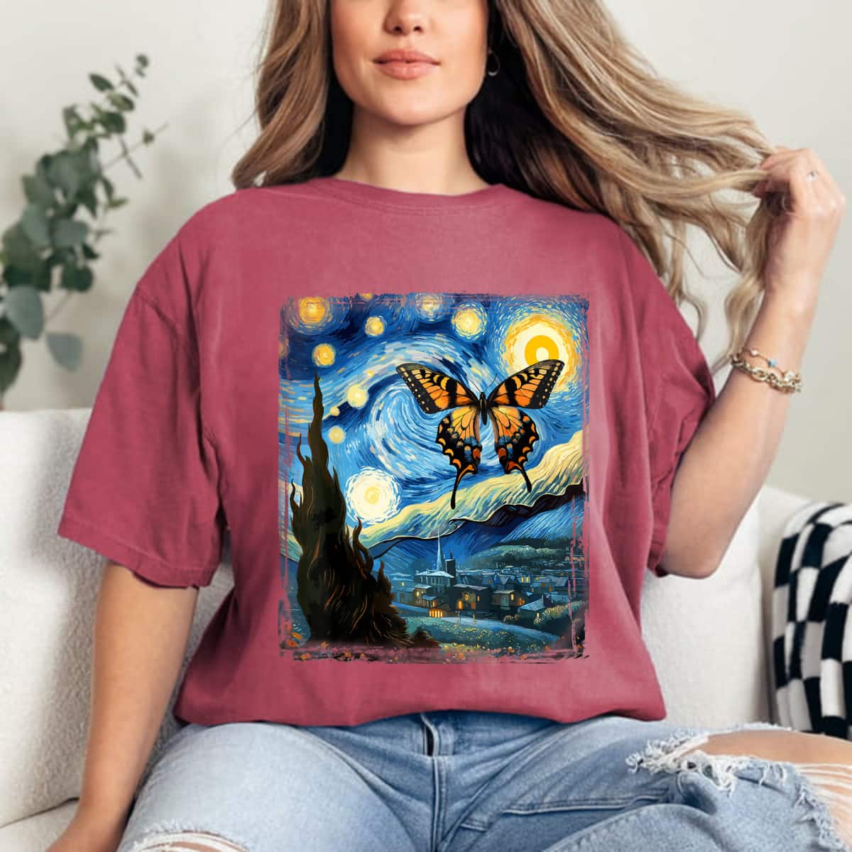 Butterfly Van Gogh Starry Night Artistic T-Shirt Butterfly Van Gogh Starry Night Artistic T-Shirt