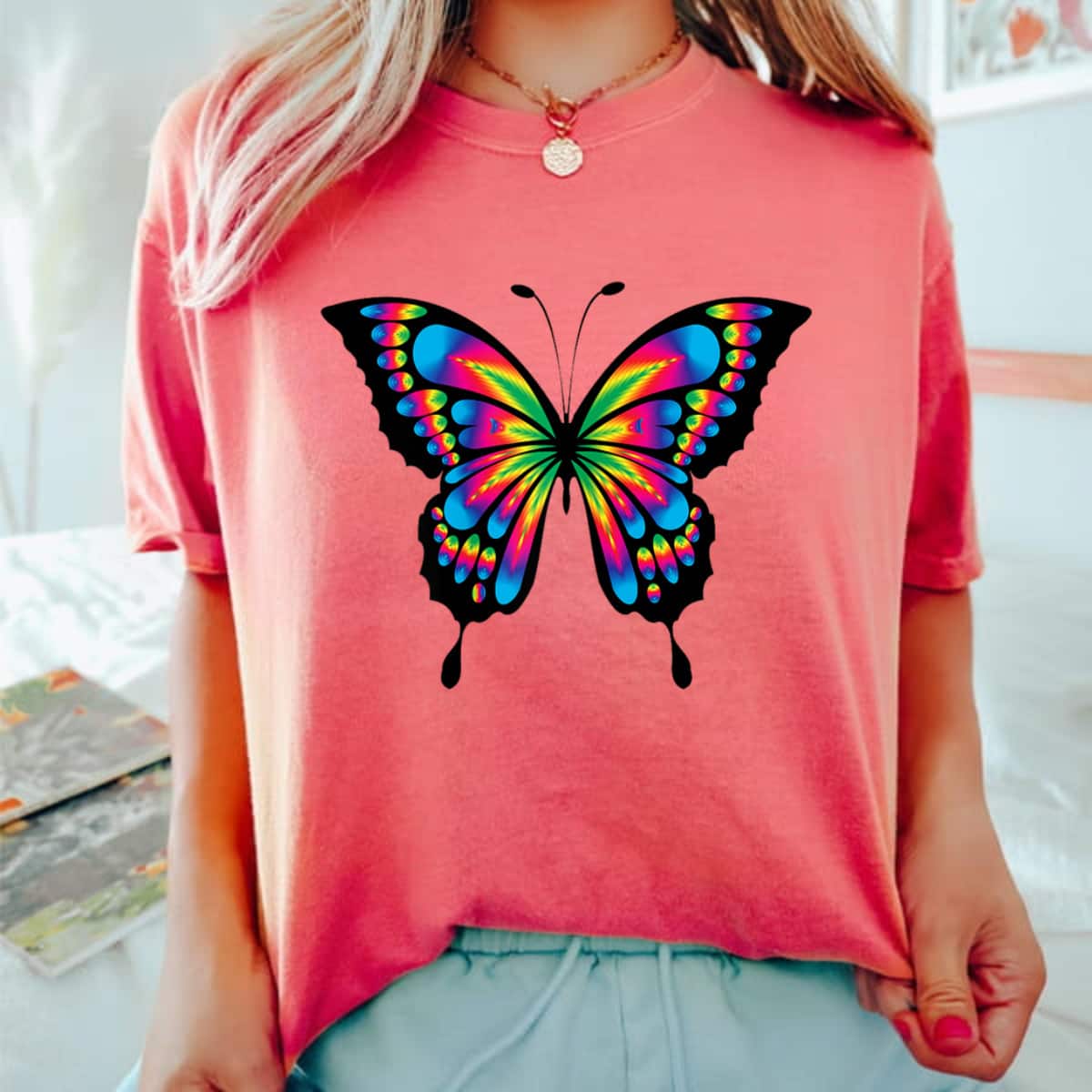 Colorful Rainbow Cute Butterfly T-Shirt Colorful Rainbow Cute Butterfly T-Shirt