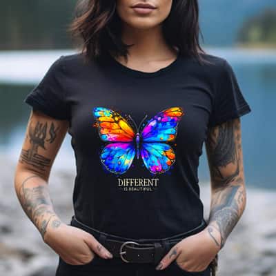 Autism Awareness Different Is Colorful Butterfly T-Shirt