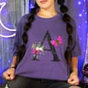 Initial A Letter Butterfly Floral T-Shirt Initial A Letter Butterfly Floral T-Shirt