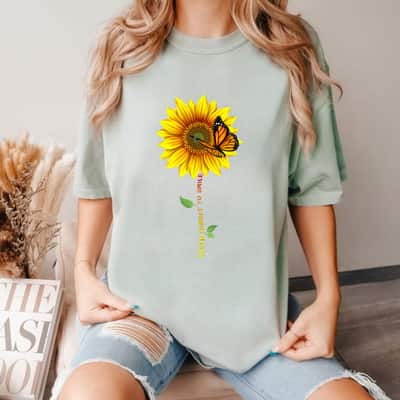 Sunflower Butterfly Never Forget To Smile Love T-Shirt